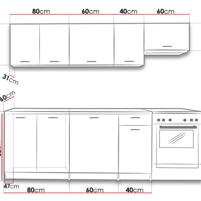 Kuchyňská linka s LED osvětlením 180/240 cm MILLA - dub sonoma / béžová