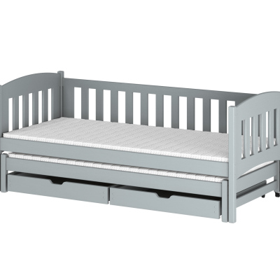 Dětská postel s přistýlkou a šuplíky ADINA - 90x190, šedá