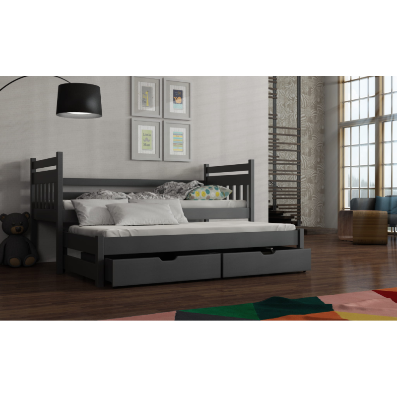 Dětská postel s přistýlkou DEBRA - 80x160, grafit