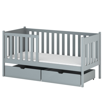 Dětská postel s úložným prostorem KYRIA - 90x200, šedá