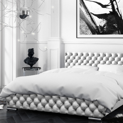 VÝPRODEJ - Čalouněná postel Farida s úložným prostorem šedá 180 x 200