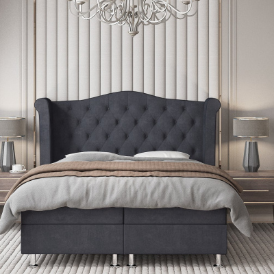 Čalouněná manželská postel ELSA - 160x200, černá