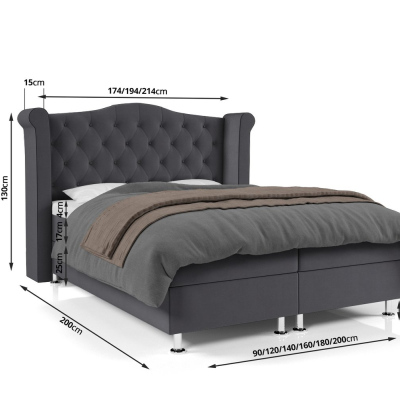 Čalouněná manželská postel ELSA - 140x200, černá
