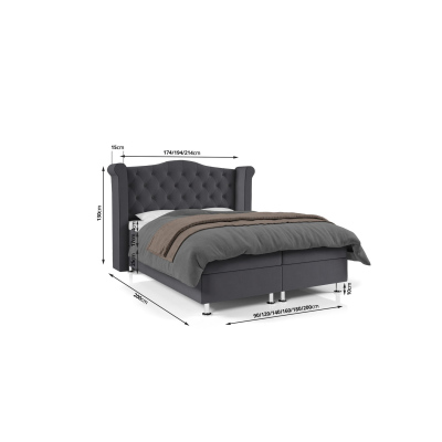 Čalouněná manželská postel ELSA - 140x200, černá