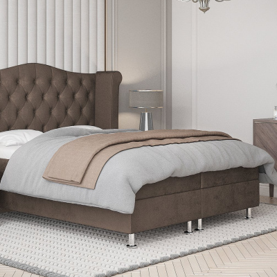 Čalouněná manželská postel ELSA - 160x200, hnědá