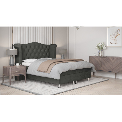 Čalouněná manželská postel ELSA - 200x200, tmavě šedá