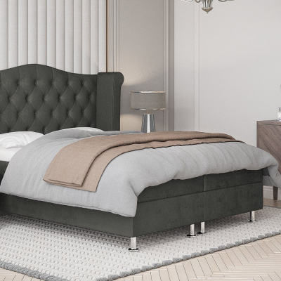 Čalouněná manželská postel ELSA - 180x200, tmavě šedá