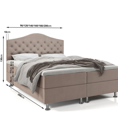 Elegantní postel LADY - 200x200, světle šedá