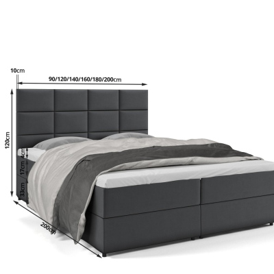 Kontinentální postel GIRA - 120x200, černá