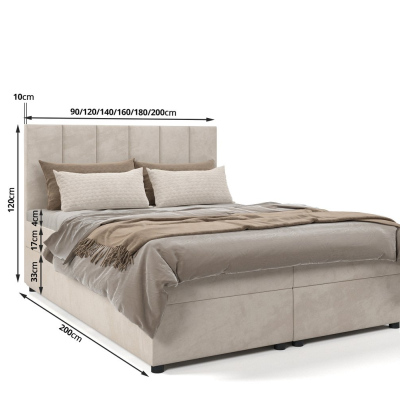 Hotelová postel DELTA 1 - 140x200, světle šedá