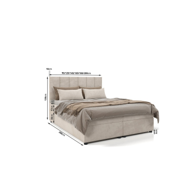 Hotelová postel DELTA 1 - 140x200, světle šedá