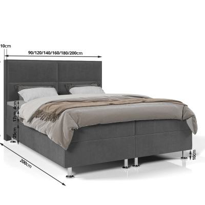 Boxspringová postel FIXIE - 140x200, šedá