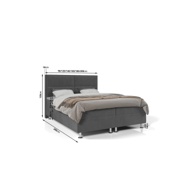 Boxspringová postel FIXIE - 160x200, šedá