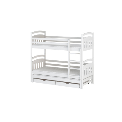 Patrová postel se šuplíky a přistýlkou ABAYOMI - 80x160, bílá