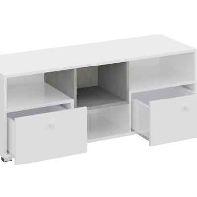 TV stolek MUONIO - dub / beton / bílý