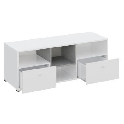 TV stolek MUONIO - dub / beton / bílý
