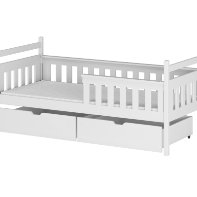 Postel pro děti se zábranou ENNY - 80x160, bílá