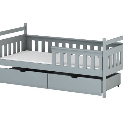 Postel pro děti se zábranou ENNY - 80x200, šedá
