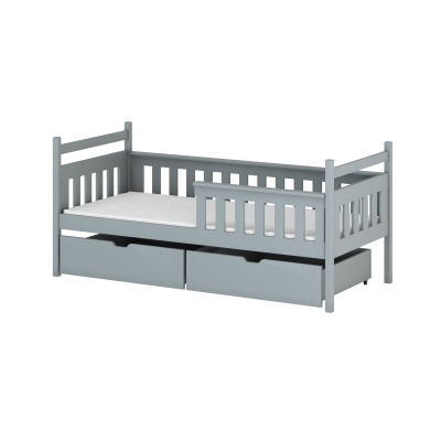 Postel pro děti se zábranou ENNY - 80x200, šedá