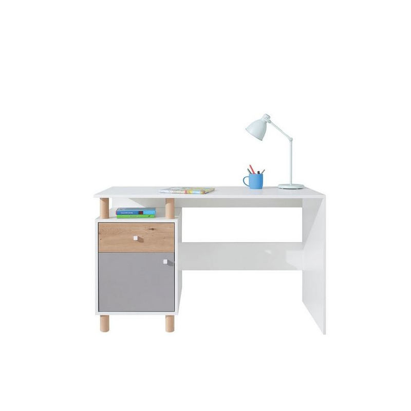 Psací stolek ALANEN - dub artisan / bílý / šedý
