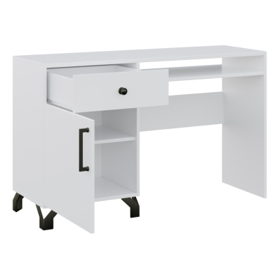 Počítačový stolek ROVARA - bílý / lesklý bílý