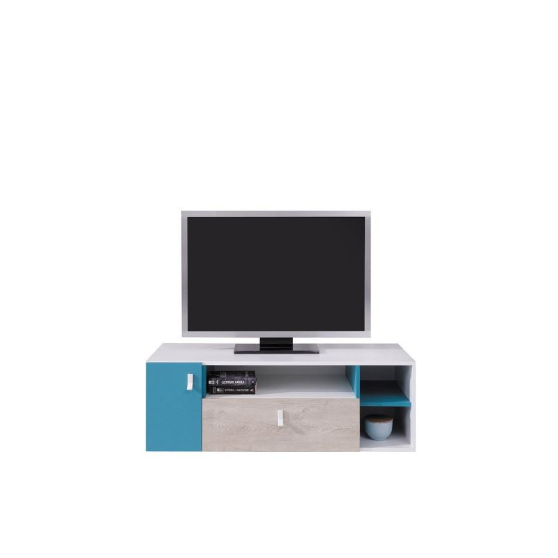 TV stolek do studentského pokoje MAKKA - dub / bílý / modrý