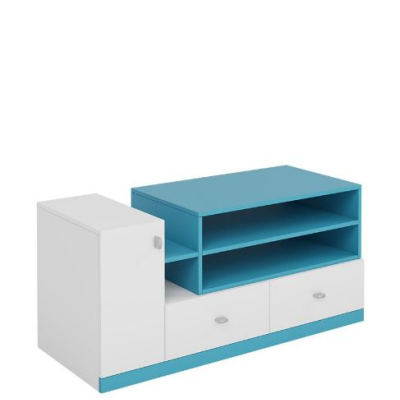Dětský TV stolek HARKA - bílý / modrý