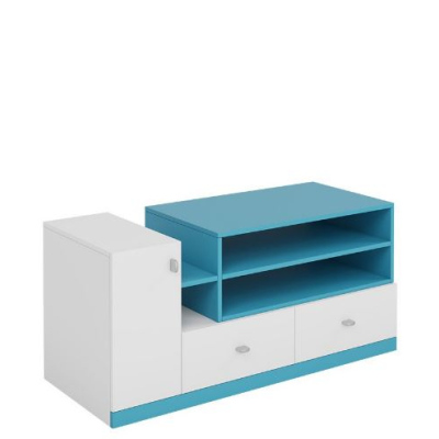 Dětský TV stolek HARKA - bílý / modrý