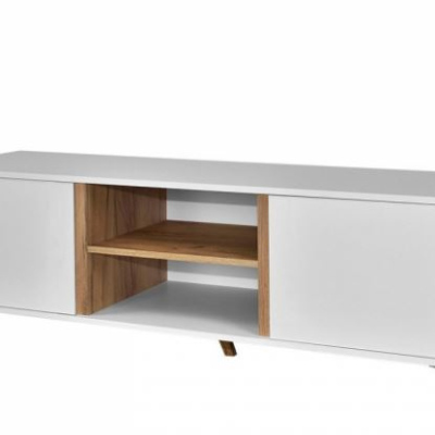 TV stolek MOREL - bílý / dub kraft zlatý