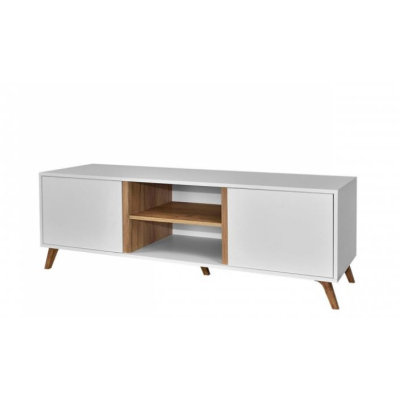 TV stolek MOREL - bílý / dub kraft zlatý