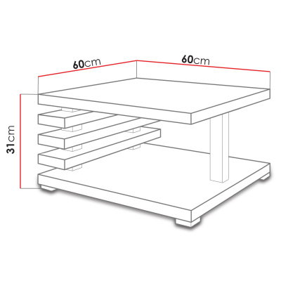 Moderní konferenční stolek STORO - lesklý bílý