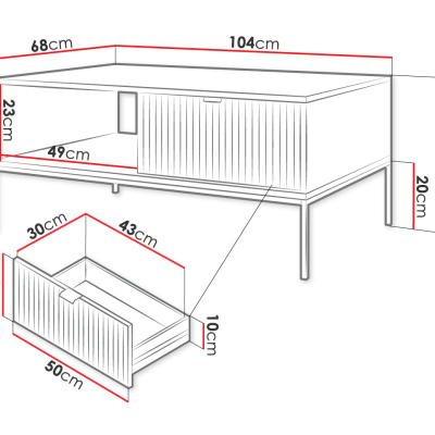 Konferenční stolek s úložným prostorem UMAG - šedý