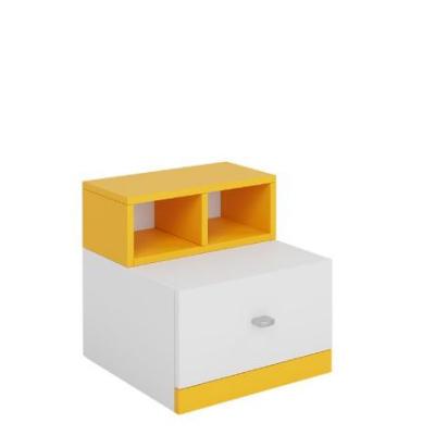 Noční stolek do dětského pokoje HARKA - bílý / žlutý