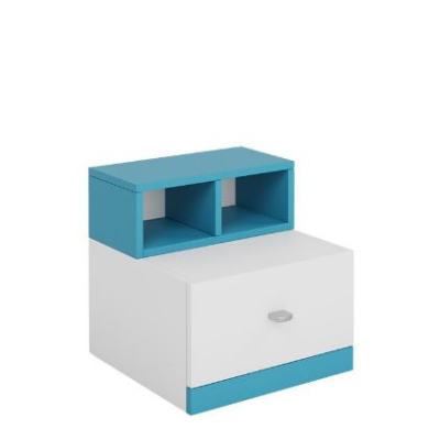 Noční stolek do dětského pokoje HARKA - bílý / modrý