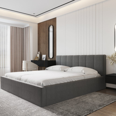 Manželská postel s úložným prostorem a roštem NEITRA - 180x200, šedá