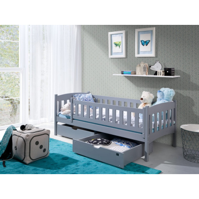 Dětská postel se zábranou GERTA - 80x160, šedá