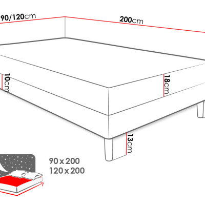 Jednolůžková čalouněná postel 90x200 PELLO 1 - tyrkysová