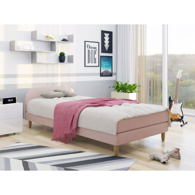 Jednolůžková čalouněná postel s čelem 120x200 PELLO 2 - růžová
