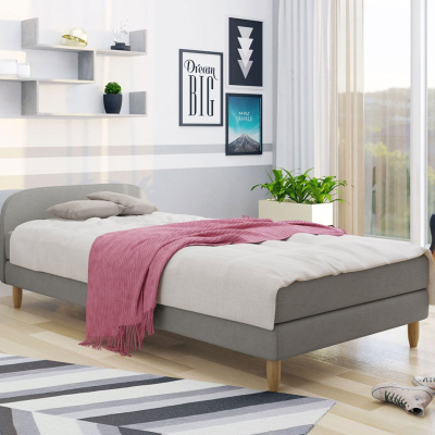 Jednolůžková čalouněná postel s čelem 120x200 PELLO 2 - šedá