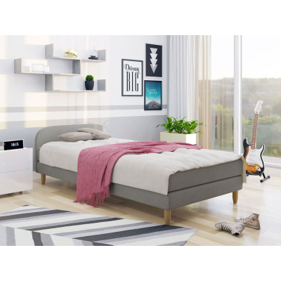 Jednolůžková čalouněná postel s čelem 120x200 PELLO 2 - šedá