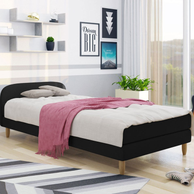 Jednolůžková čalouněná postel s čelem 90x200 PELLO 2 - černá