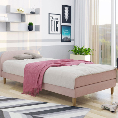 Jednolůžková čalouněná postel s čelem 90x200 PELLO 2 - růžová