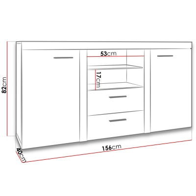 Moderní kombinovaná komoda THISE - bílá
