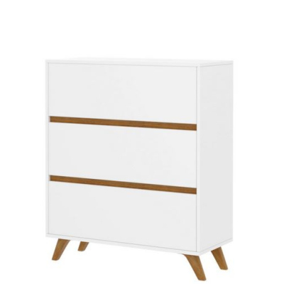 Šuplíková komoda MOREL - bílá / dub kraft zlatý