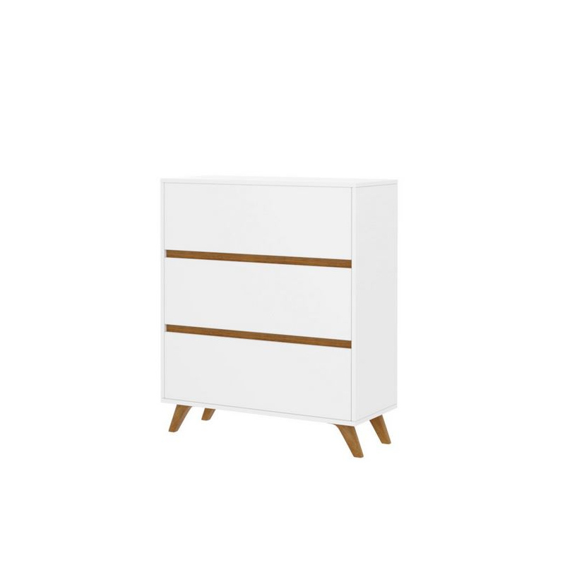 Šuplíková komoda MOREL - bílá / dub kraft zlatý