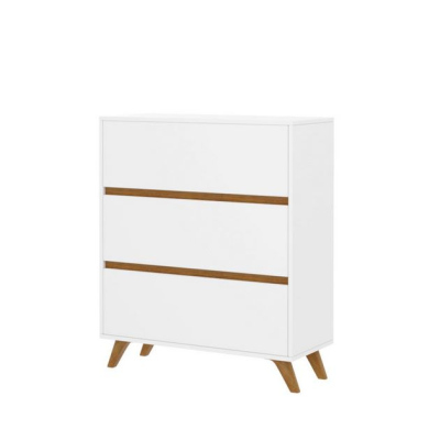 Šuplíková komoda MOREL - bílá / dub kraft zlatý