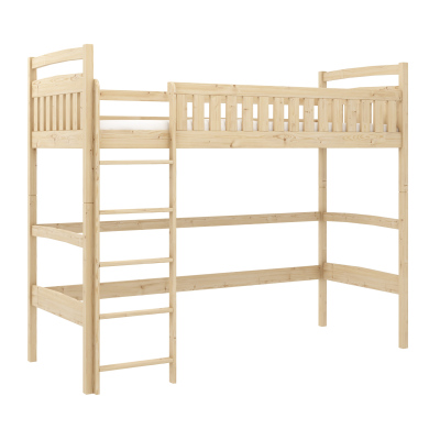 Dětská jednolůžková postel s horním spaním MAAIKE - 80x180, borovice