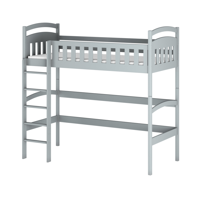 Dětská jednolůžková postel s horním spaním MAAIKE - 90x190, šedá