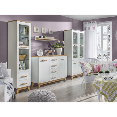 Nábytek do obývacího pokoje s LED osvětlením PADBORG 5 - borovice andersen / dub nash