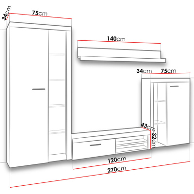 Moderní obývací stěna THISE - bílá